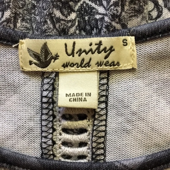 Unity World Wear | Gray/White Bell Sleeve Top S - Picture 3 of 5